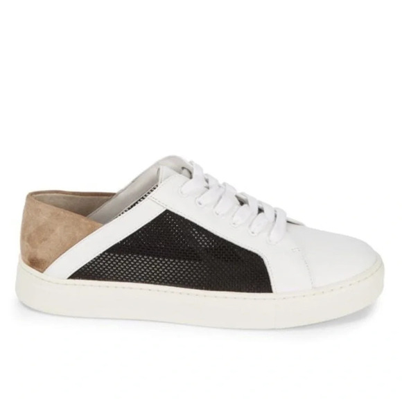 Vince Anette Alabaster Colorblock Mesh Side Sneakers in White/Black/Tan Size 9 - Picture 5 of 11